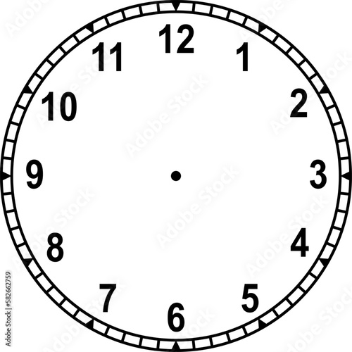 Mechanical clock faces with arabic numerals, bezel. Timer or stopwatch element. Vector illustration