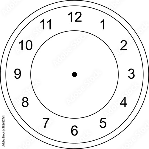 Mechanical clock faces with arabic numerals, bezel. Timer or stopwatch element. Vector illustration