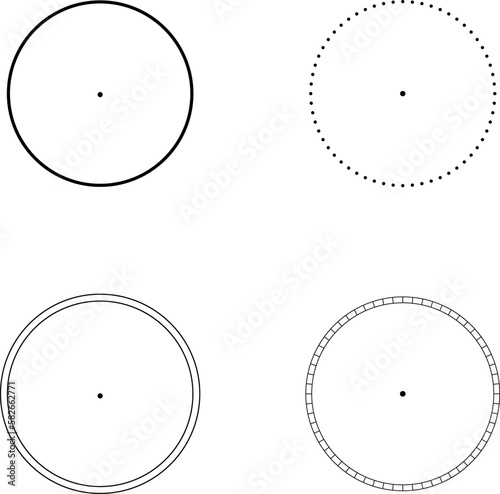 Mechanical clock faces with arabic numerals, bezel. Timer or stopwatch element. Vector illustration