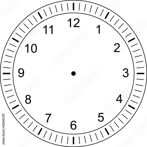 Mechanical clock faces with arabic numerals, bezel. Timer or stopwatch element. Vector illustration