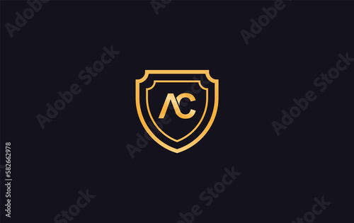 Shield protection symbol and royal luxury shield monogram design. shield protection logo with letters and alphabets for brand and business