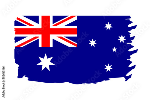 Flag of Australia painted with a brush stroke. Abstract concept. Australian national flag in grunge style. Vector illustration
