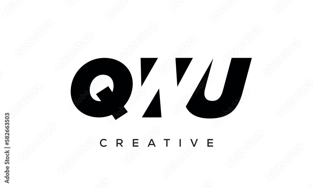 QWU letters negative space logo design. creative typography monogram vector QWU letters negative space logo design. creative typography monogram vector