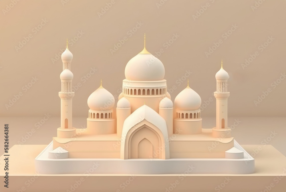 A model of a mosque with a dome and a dome. Generative AI