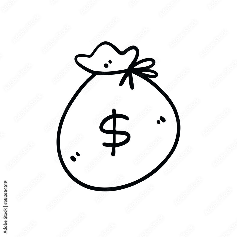 Vector Illustration of Hand Drawn Money Bag Doodle Art Style Vector Illustration of Hand Drawn Money Bag Doodle Art Style