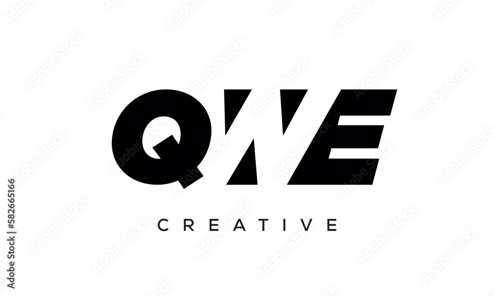 QWE letters negative space logo design. creative typography monogram vector	