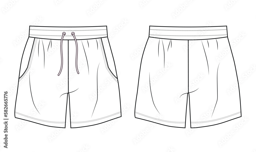 men's shorts vector illustration front and back view fashion flat sketch men's shorts vector illustration front and back view fashion flat sketch