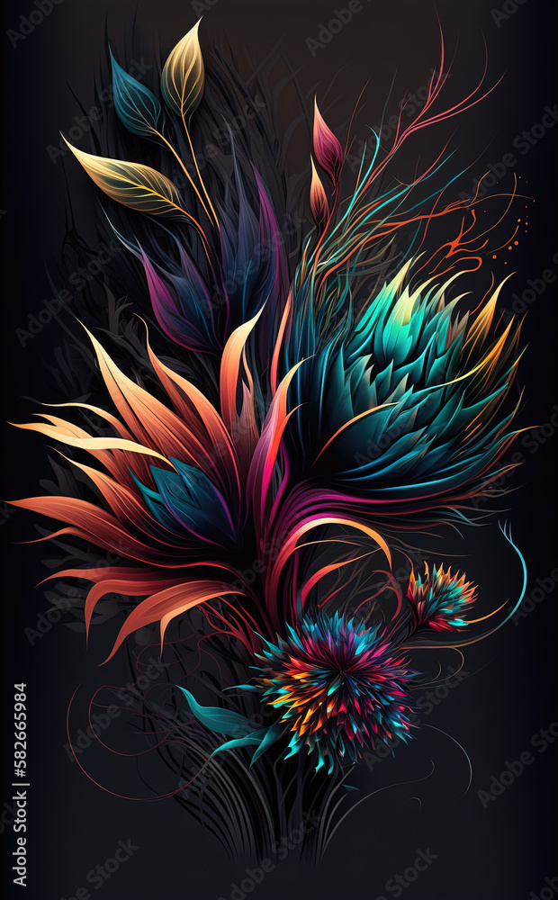 Beautiful abstract exotic flowers.