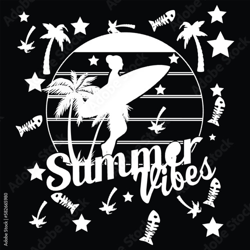 Black White vector T-shirt Design