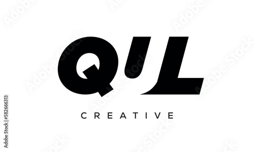 QUL letters negative space logo design. creative typography monogram vector 