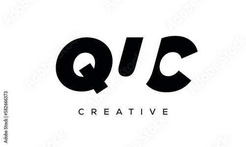 QUC letters negative space logo design. creative typography monogram vector 