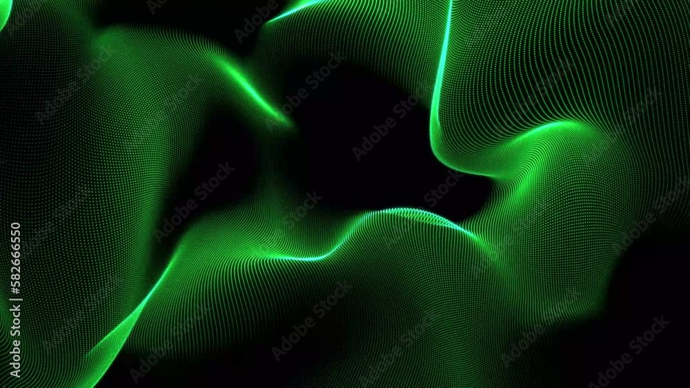 Green color trapcode form wave background. Creative digital wave texture. abstract background with dot connection wave.