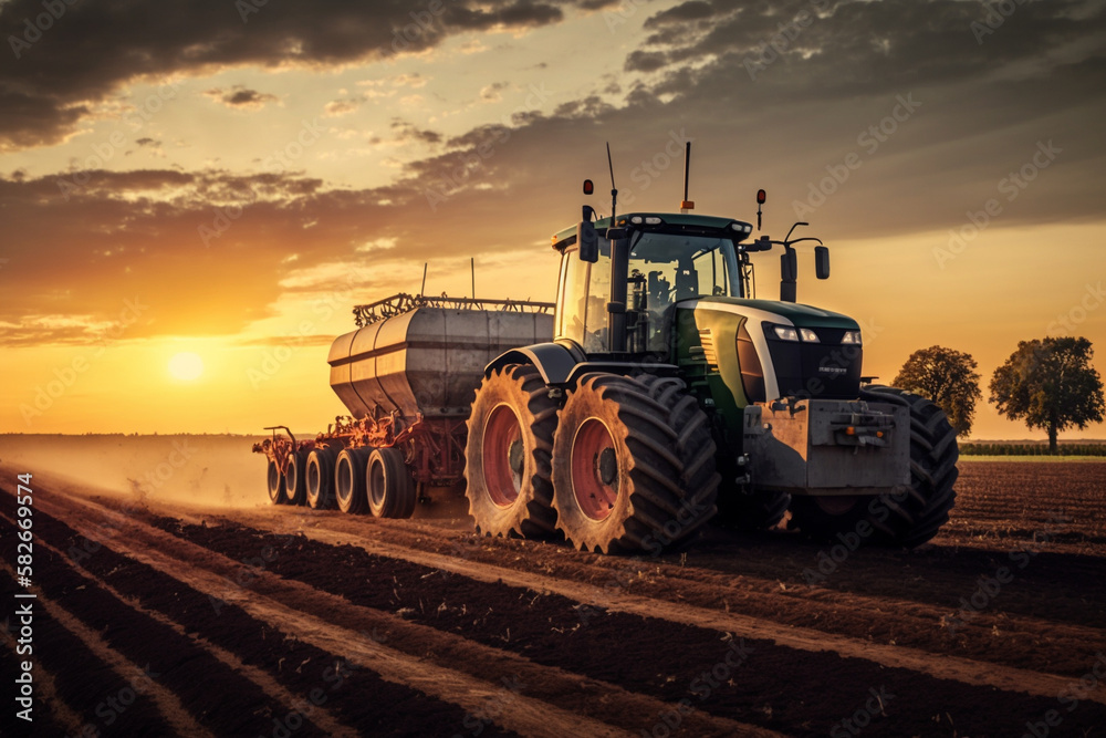 Harvesting Tractor in Action: a powerful harvesting tractor, working hard in the fields during the bountiful harvest season. Ai generated. Harvesting Tractor in Action: a powerful harvesting tractor, working hard in the fields during the bountiful harvest season. Ai generated.