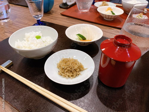rice with chopsticks