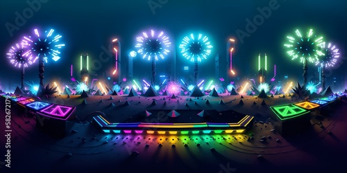 Valokuva Photo of a vibrant and spectacular fireworks display lighting up the dark sky