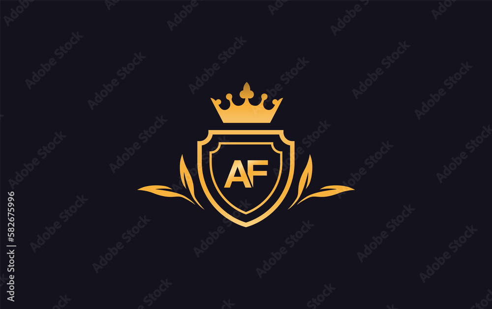 Shield with crown icon and Royal luxury crown monogram symbol. King with laurel wreath queen and crown logo design symbol Shield with crown icon and Royal luxury crown monogram symbol. King with laurel wreath queen and crown logo design symbol