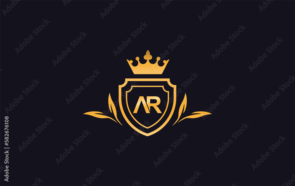 Shield with crown icon and Royal luxury crown monogram symbol. King with laurel wreath queen and crown logo design symbol Shield with crown icon and Royal luxury crown monogram symbol. King with laurel wreath queen and crown logo design symbol