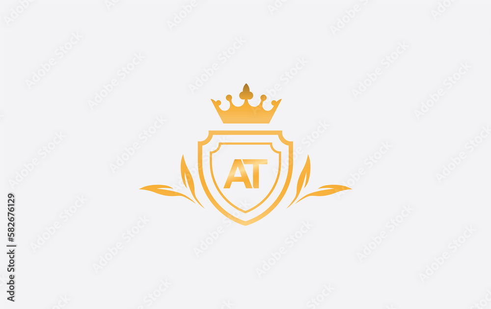 Shield with crown icon and Royal luxury crown monogram symbol. King with laurel wreath queen and crown logo design symbol Shield with crown icon and Royal luxury crown monogram symbol. King with laurel wreath queen and crown logo design symbol