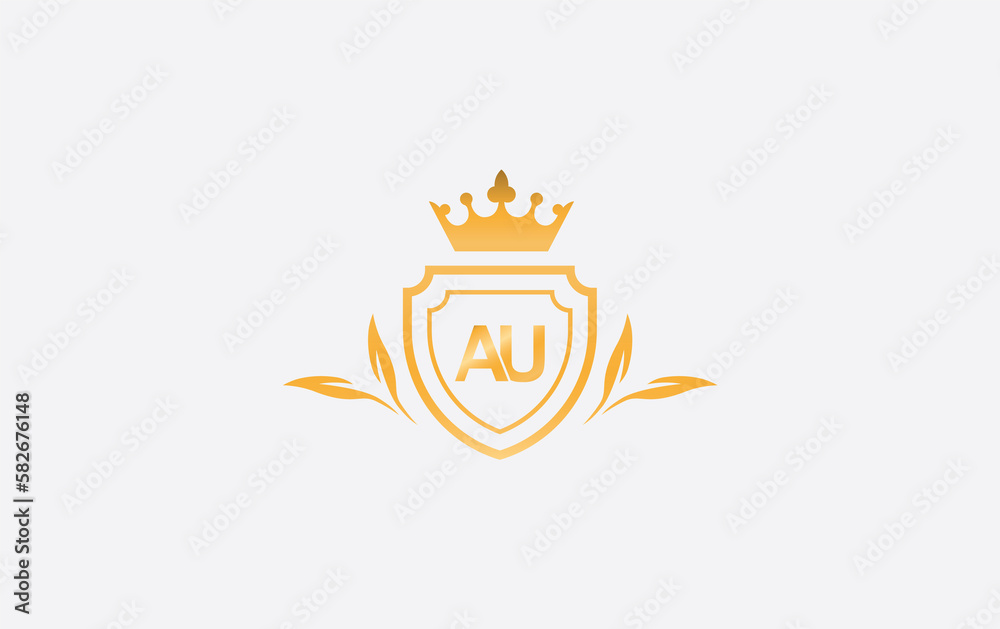 Shield with crown icon and Royal luxury crown monogram symbol. King with laurel wreath queen and crown logo design symbol Shield with crown icon and Royal luxury crown monogram symbol. King with laurel wreath queen and crown logo design symbol