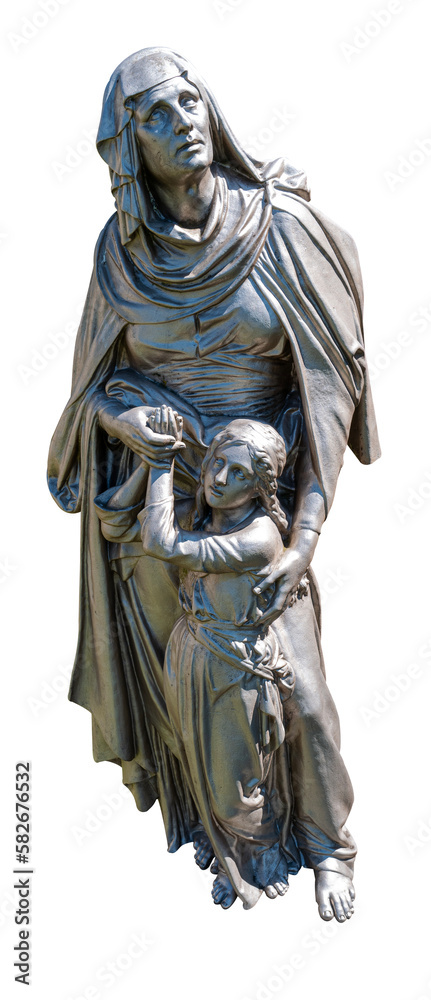 statue de la vierge et l'enfant sur fond transparent
