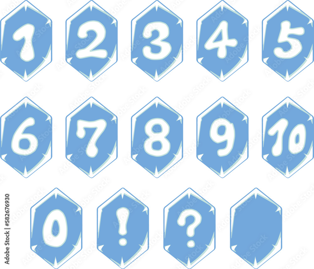 ポップな雰囲気のクリスタル風ハイライト付き数字アイコンセットB ポップな雰囲気のクリスタル風ハイライト付き数字アイコンセットB