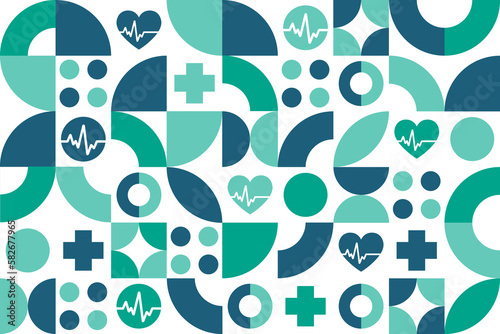 World Health Day. April 7. Seamless geometric pattern. Template for background, banner, card, poster. Vector EPS10 illustration.