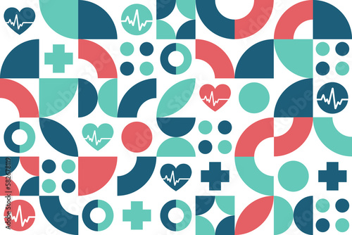 World Health Day. April 7. Seamless geometric pattern. Template for background, banner, card, poster. Vector EPS10 illustration.