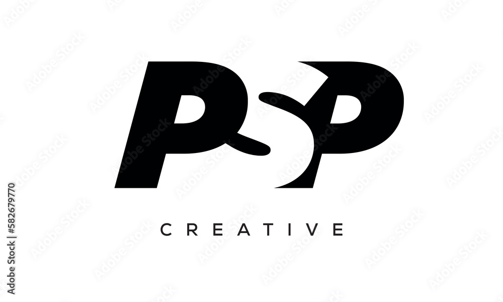 PSP letters negative space logo design. creative typography monogram vector PSP letters negative space logo design. creative typography monogram vector