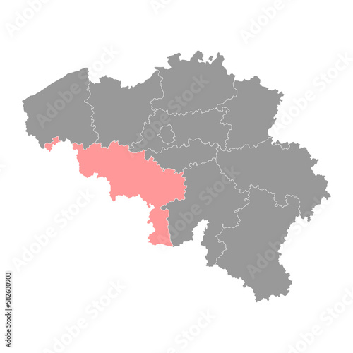 Hainaut Province map  Provinces of Belgium. Vector illustration.
