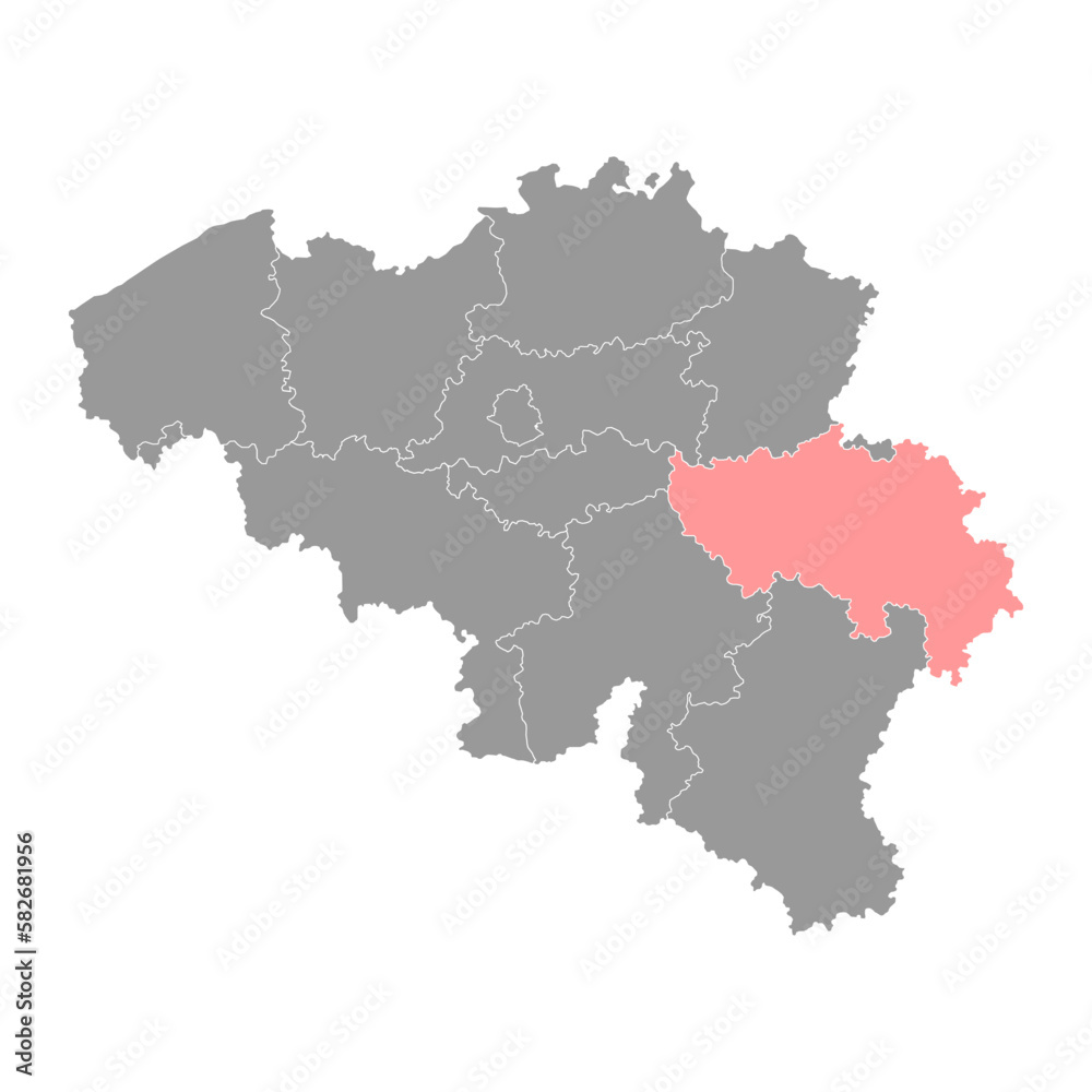 Liege Province map, Provinces of Belgium. Vector illustration.