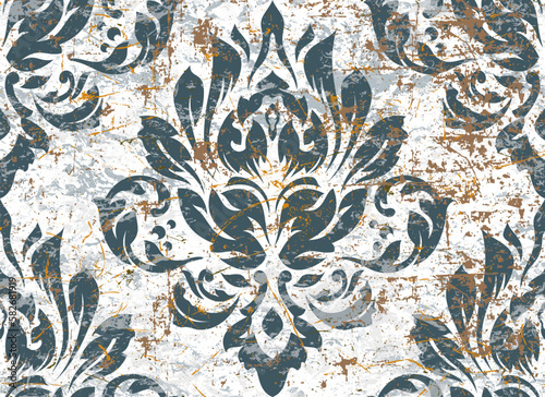 Vector damask seamless pattern background. Classical luxury old fashioned damask ornament, royal victorian seamless texture for wallpapers, textile, wrapping. Exquisite floral baroque template.