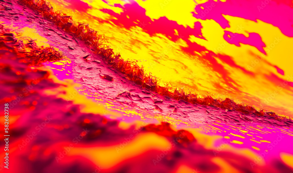 A burst of orange, pink, and yellow hues splashed across the canvas