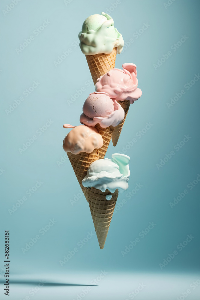 des de glace avec des boules de couleurs différentes