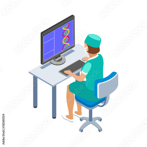 Isometric Virologist Illustration