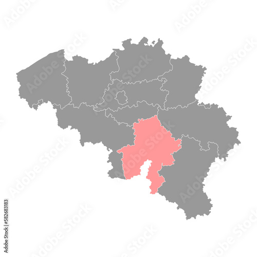 Namur Province map  Provinces of Belgium. Vector illustration.