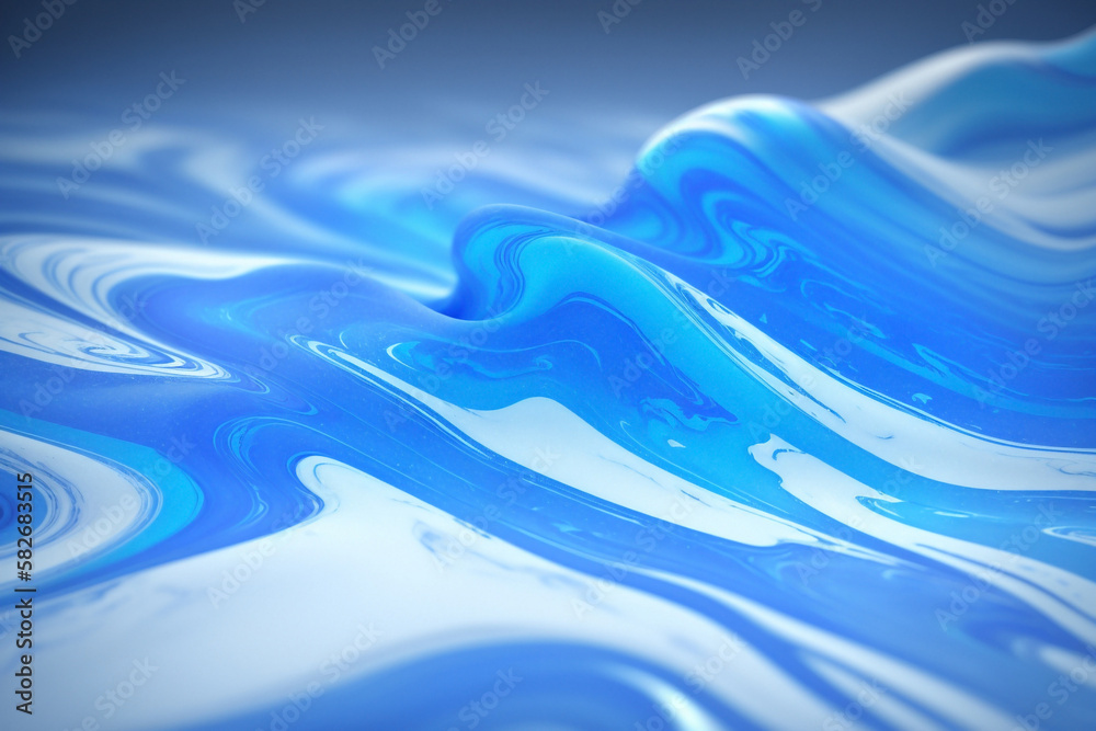 Abstract 3D Thick Glass Water Waves with Bright Blue, Hard Swirl Surface Texture Object, AI Abstract 3D Thick Glass Water Waves with Bright Blue, Hard Swirl Surface Texture Object, AI