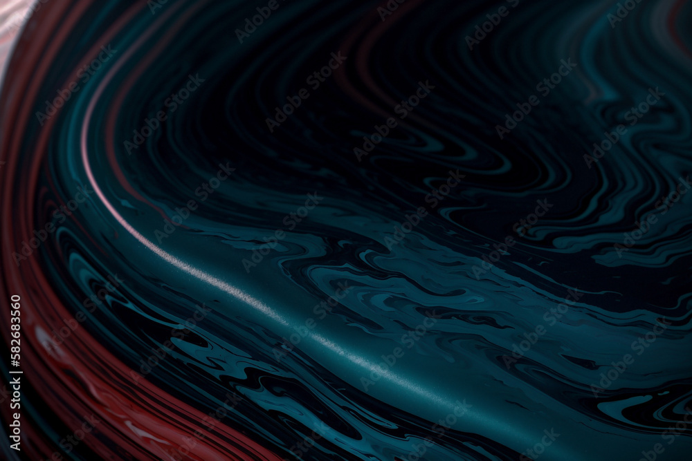 Abstract 3D Dark Teal and Red Marble Object Background with Waves, Hard Surface, Swirl Sculpture, AI Abstract 3D Dark Teal and Red Marble Object Background with Waves, Hard Surface, Swirl Sculpture, AI