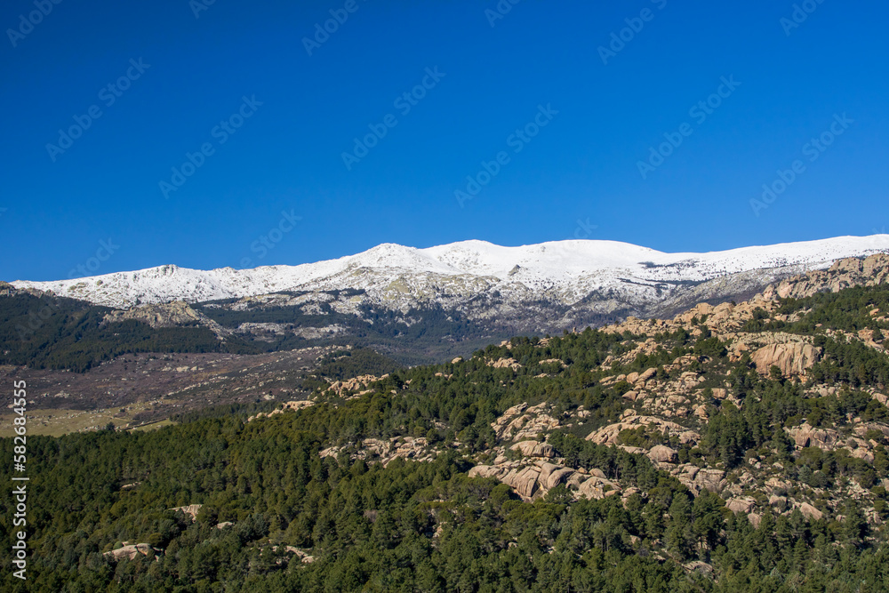 Panoramic of the Sierra de Guadarrama with snow