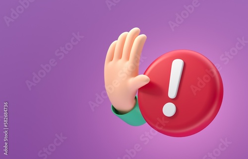 Red Warning Sign. 3D Illustration