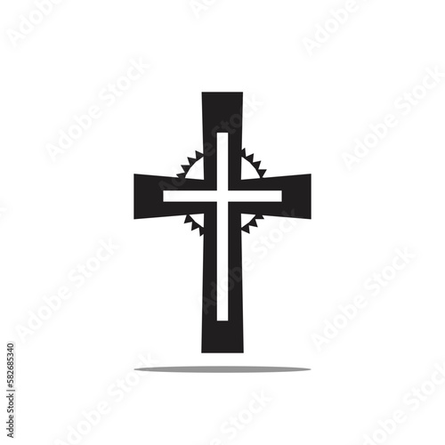 Religious cross black on a white background. Vector illustration