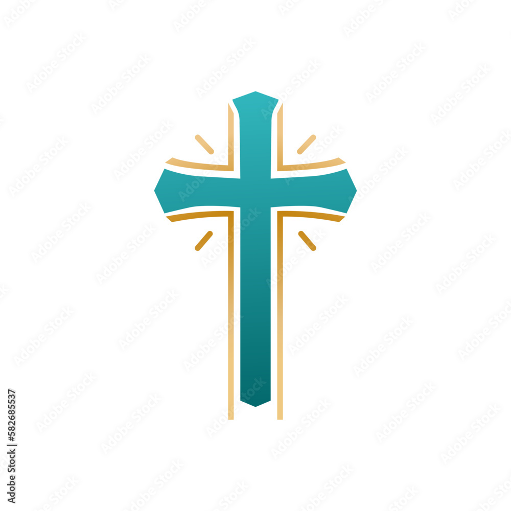 Religious blue cross on a white background. Christianity logo. . Vector illustration Religious blue cross on a white background. Christianity logo. . Vector illustration