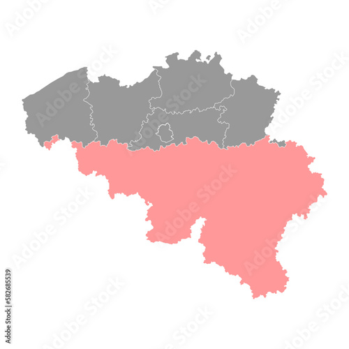 Walloon region map  Belgium. Vector illustration.