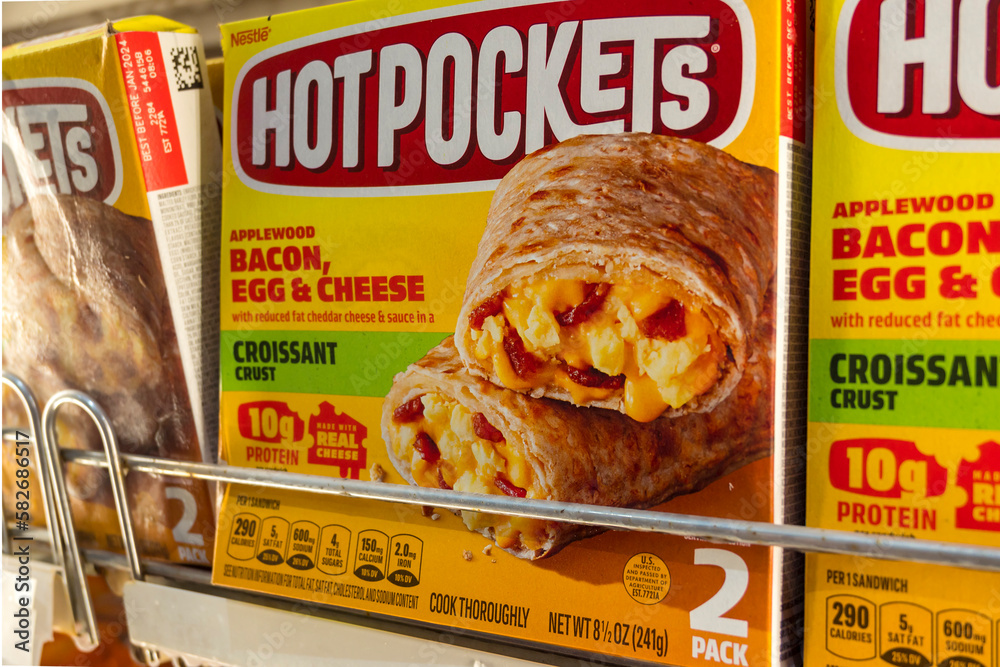 Hot Pockets with applewood bacon, egg and cheese flavor for sale at a