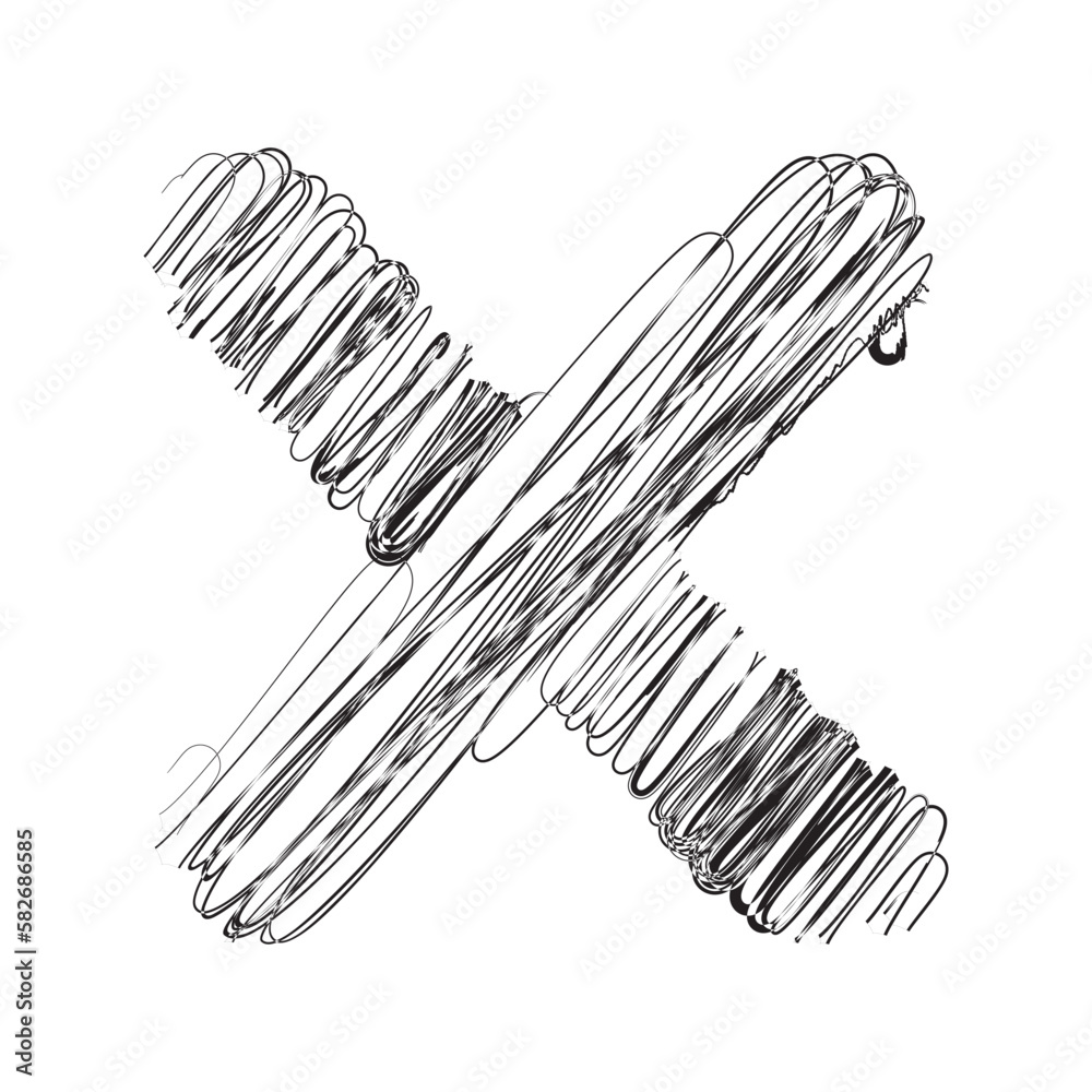 X Sign Hand-drawn scribble line art on white background vector illustration design X Sign Hand-drawn scribble line art on white background vector illustration design