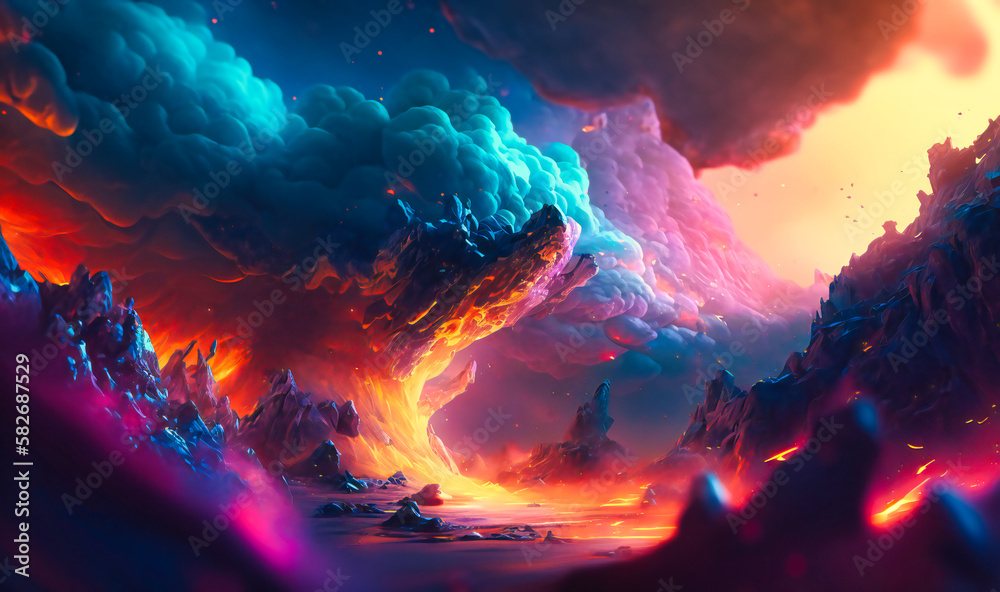 Nebula backgrounds with a futuristic and sci-fi aesthetic, featuring bold and bright colors, creating a vibrant and electric feel, ideal for designs related to technology or innovation