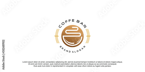 Coffe logo with creative and simple design icon premium vector