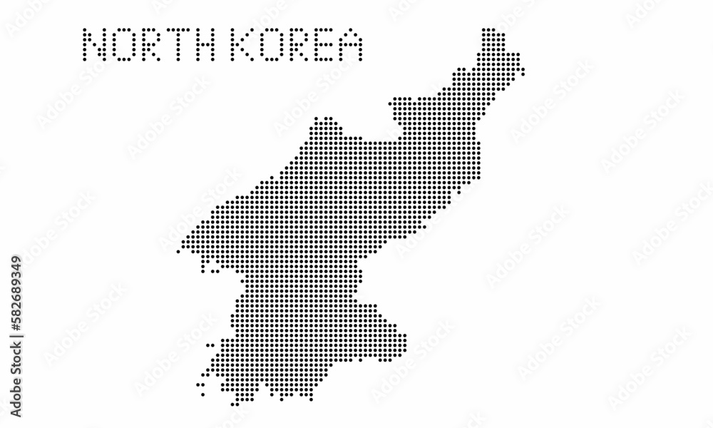 North Korea dotted map with grunge texture in dot style. Abstract vector illustration of a country map with halftone effect for infographic. 