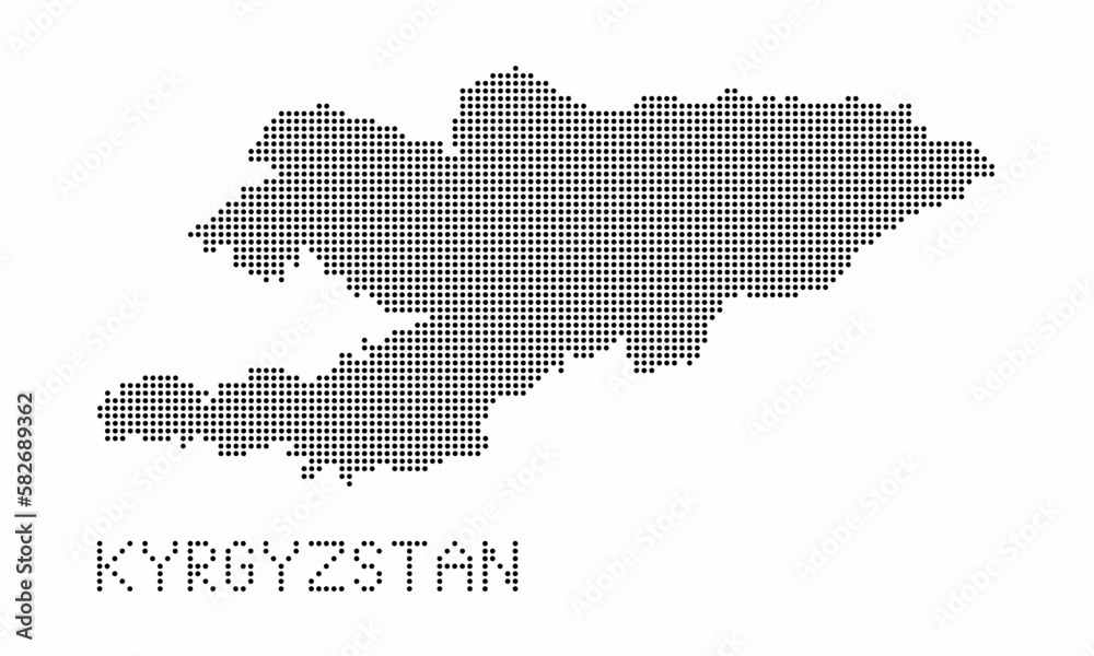 Kyrgyzstan dotted map with grunge texture in dot style. Abstract vector illustration of a country map with halftone effect for infographic. 