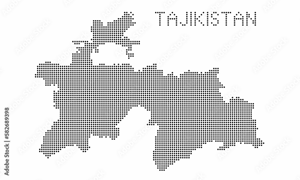 Tajikistan dotted map with grunge texture in dot style. Abstract vector illustration of a country map with halftone effect for infographic. 