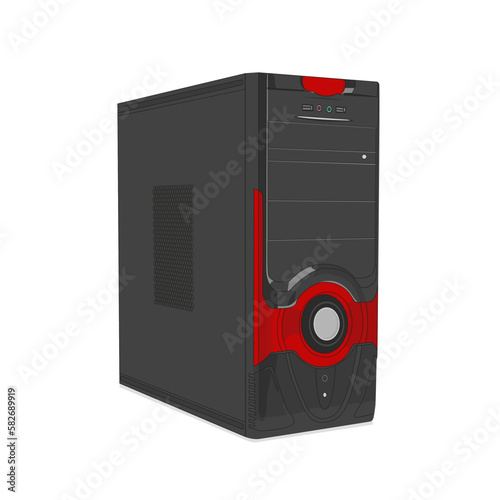 Black system unit case computer.